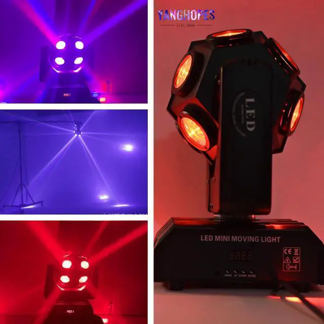 Alt view image 3 of 7 - Moving Head Stage Light RGBW 12LED Lights Rotating Beam Stage Uplighting Lights for Events Sound Activated DMX512 Light for DJ KTV Disco Party Wedding Concert Christmas Festival
