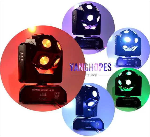 Alt view image 5 of 7 - Moving Head Stage Light RGBW 12LED Lights Rotating Beam Stage Uplighting Lights for Events Sound Activated DMX512 Light for DJ KTV Disco Party Wedding Concert Christmas Festival