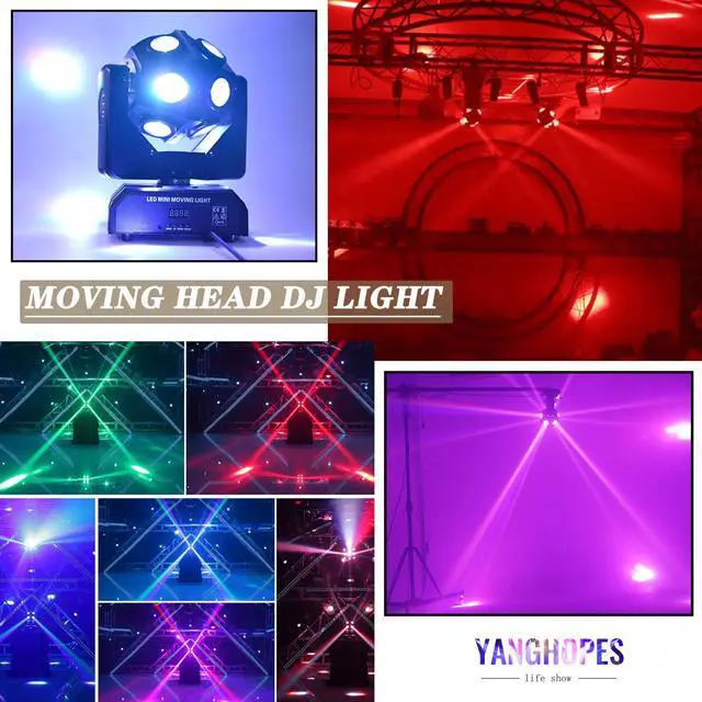 Alt view image 2 of 7 - Moving Head Stage Light RGBW 12LED Lights Rotating Beam Stage Uplighting Lights for Events Sound Activated DMX512 Light for DJ KTV Disco Party Wedding Concert Christmas Festival