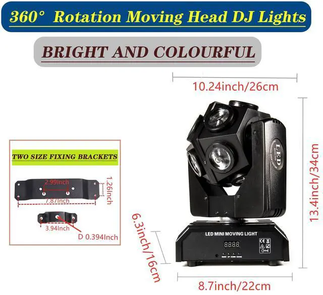 Alt view image 6 of 7 - Moving Head Stage Light RGBW 12LED Lights Rotating Beam Stage Uplighting Lights for Events Sound Activated DMX512 Light for DJ KTV Disco Party Wedding Concert Christmas Festival