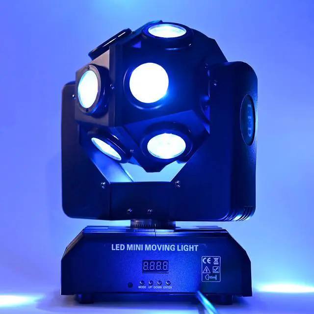 Alt view image 7 of 7 - Moving Head Stage Light RGBW 12LED Lights Rotating Beam Stage Uplighting Lights for Events Sound Activated DMX512 Light for DJ KTV Disco Party Wedding Concert Christmas Festival