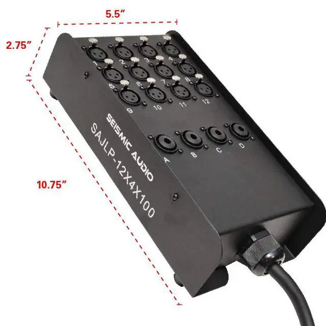 Alt view image 2 of 5 - SAJLP-12x4x100-12 Channel 100 Foot XLR Low Profile Snake Cable with 4 TRS Returns - Circuit Board Snake for Recording, Stage, Studio PA DJ use