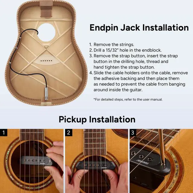 Alt view image 6 of 7 - SP60 Acoustic Guitar Pickup Humbucker Magnetic Passive Soundhole Pickup for Acoustic guitar Black