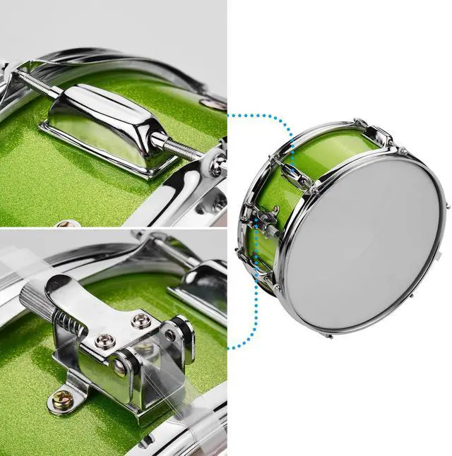 Alt view image 2 of 7 - 12inch Snare Drum, Marching Drum Set with Drumsticks Drum Key and Adjustable shoulder Straps, Snare Drum Head for Students Beginners (Green)