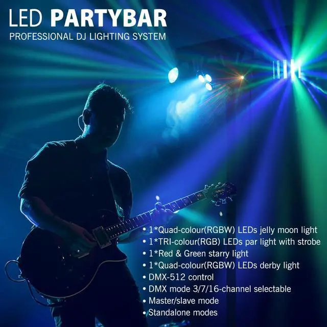 Alt view image 2 of 7 - DJ Lights with Stand, Party Bar Gig Lighting Package with Carry Bag, Sound Activated Disco Lights for Parties DMX & Remote Control, LED Stage Lighting System for Booth, Band, Wedding, Shows