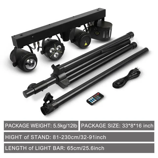 Alt view image 7 of 7 - DJ Lights with Stand, Party Bar Gig Lighting Package with Carry Bag, Sound Activated Disco Lights for Parties DMX & Remote Control, LED Stage Lighting System for Booth, Band, Wedding, Shows