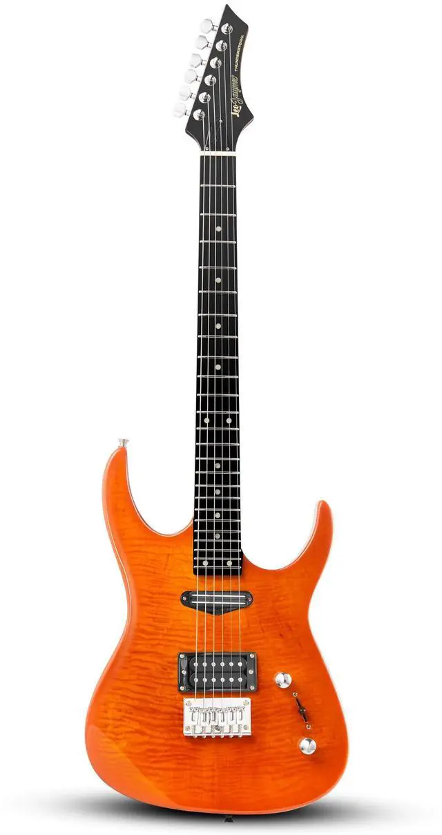 Main image of Electric Guitar,Thunderstorm ST Style Solid Body Electric Guitar, Flamed Maple Top, Purple Fixed Bridge, Railway Pickup, 24 Frets,for Beginner Student&Adult (Sunburst Flame)
