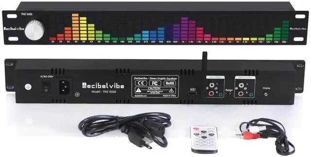 Main image of TNZ SGE6 - Audio Graphic Equalizer with Rear RCA/3.5 Auxiliary Input and Output, Built-in Microphone, USB and Bluetooth Input, Preamp for Home Audio, DJ, HiFi Audio Setup (Silver)