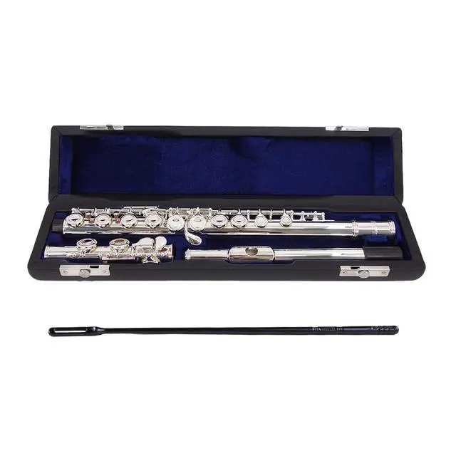 Alt view image 5 of 5 - YANASON C Flute Closed Hole 16 Keys Flute Silver-plated for Beginner, Kids, Student with Leather case, Metal stand, Gloves, Tuning Rod, Cleaning kit(16 Silver)