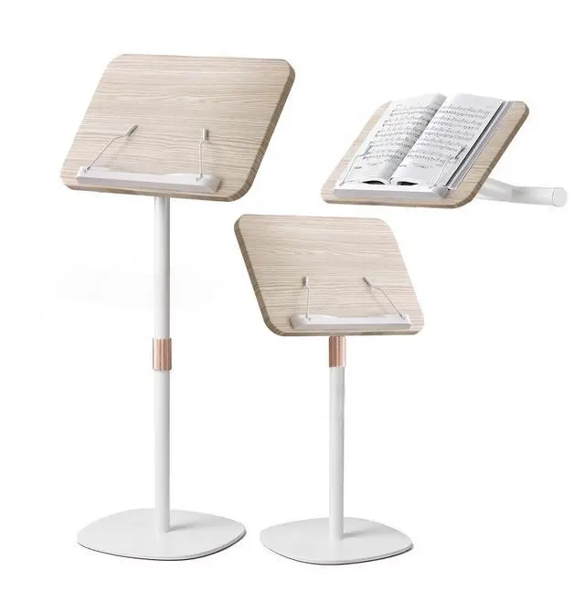 Main image of 2-in-1 Wooden Music Stand, Floor & Tabletop Sheet Music Stand | Music Stand for Sheet Music 16.5"-51" Adjustable Height & Tilting Angle, Ideal for Violin, Guitar (White - Minimalist)