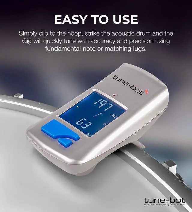 Alt view image 3 of 6 - Gig Clip-On Digital Drum Tuner with Backlit LCD Display for Acoustic Drums