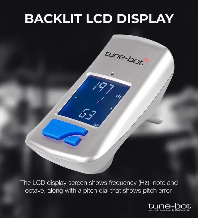 Alt view image 6 of 6 - Gig Clip-On Digital Drum Tuner with Backlit LCD Display for Acoustic Drums