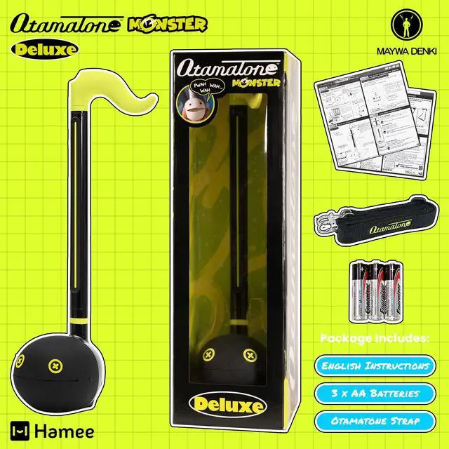 Alt view image 6 of 7 - Deluxe Monster Series Synthesizer Musical Instrument - Lime Green | Portable Digital Synthesizer from Japan by Maywa Denki with 3.5mm Aux Jack & Strap, Unique Gift for Teens & Adults