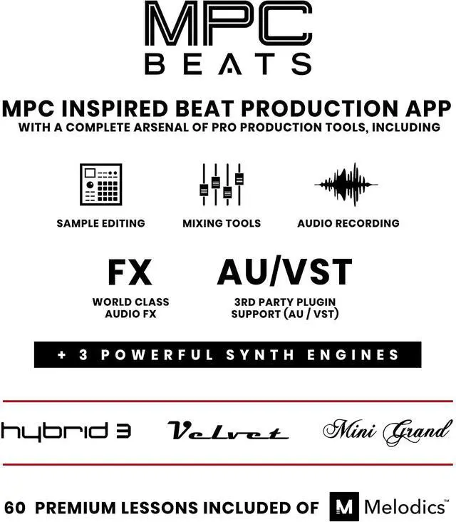 Alt view image 7 of 7 - MPK Mini Play MK3 and M-Audio HDH40-25-Key USB MIDI Keyboard Controller with Beat Pads, Studio Headphones and Software Suite