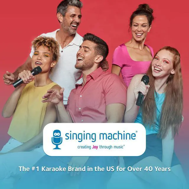 Alt view image 6 of 7 - Portable Karaoke Machine for Adults & Kids with 2 Wireless Microphones, Home Stage (White) - Built-in Karaoke Speaker, Bluetooth with LED Lights - Karaoke System with Voice Enhancer