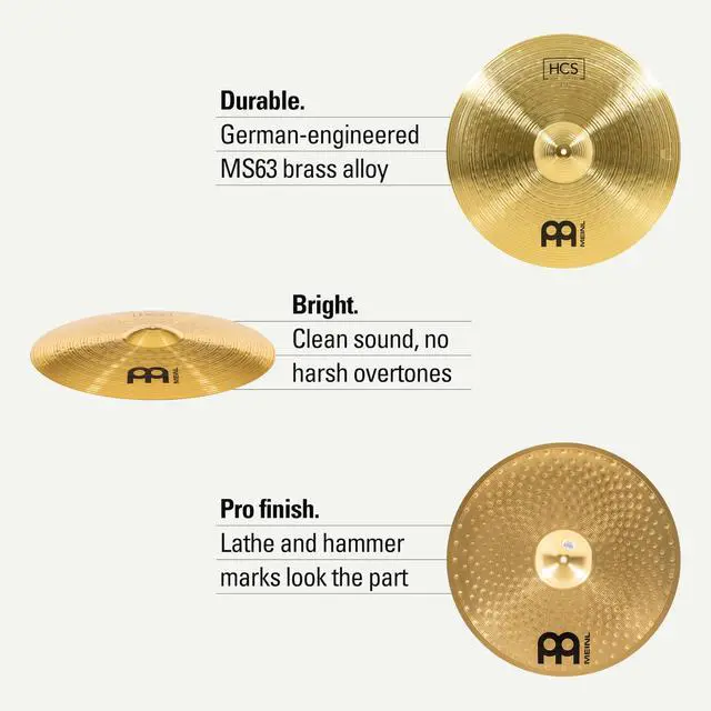 Alt view image 5 of 7 - Ride Cymbal for Drums, 22" HCS MADE IN GERMANY | Durable Brass Alloy, Bright & Musical Sound, Beginner Friendly Made by the Same Team as Meinl's Pro Cymbals