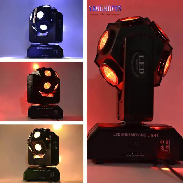 Alt view image 4 of 7 - Moving Head DJ Light Party RGBW LED Beam Lights DMX 512 Strobe Light with Sound Activated 360°Rotation Stage Lighting Equipment for Events DJ KTV Disco Wedding Concert Festival