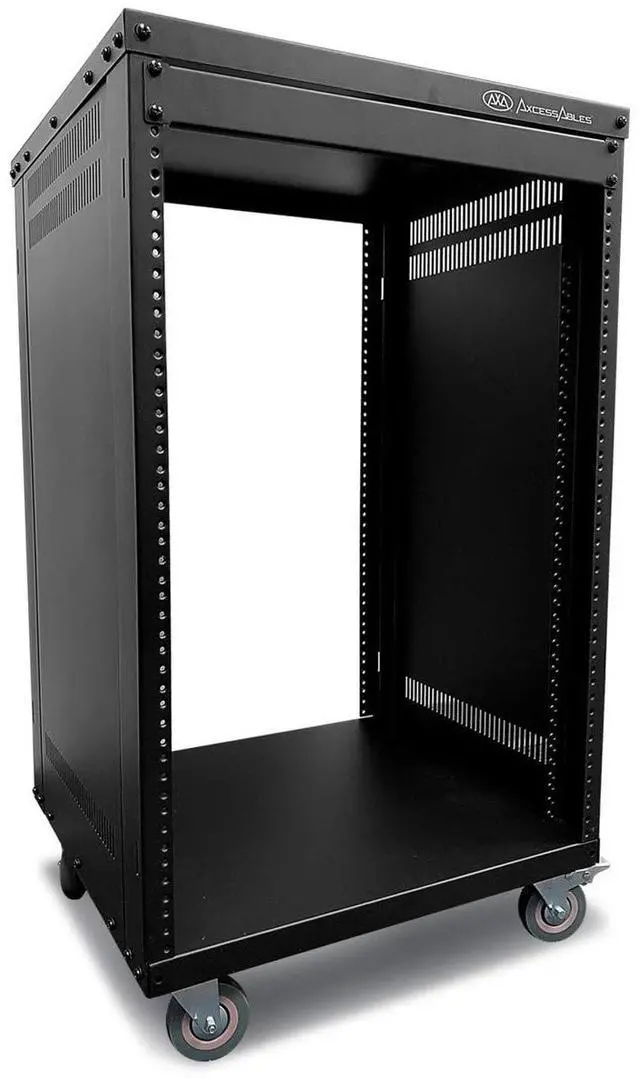 Main image of AxcessAbles 16U AV Case with Wheels | Metal Studio Cabinet | 19-Inch Universal Equipment Rack | Open-Frame Option | Home Server