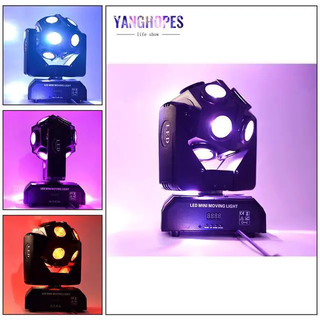 Alt view image 5 of 7 - Moving Head DJ Light Party RGBW LED Beam Lights DMX 512 Strobe Light with Sound Activated 360°Rotation Stage Lighting Equipment for Events DJ KTV Disco Wedding Concert Festival