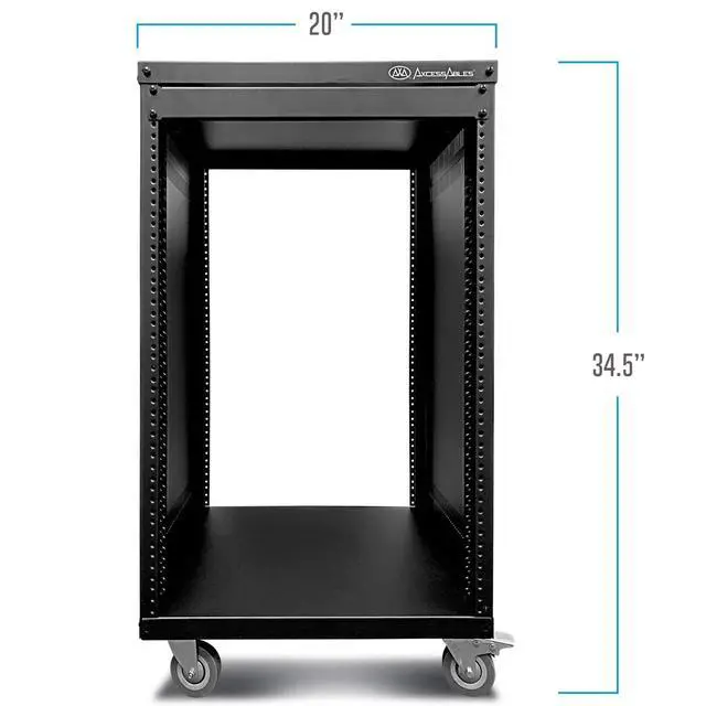 Alt view image 2 of 7 - AxcessAbles 16U AV Case with Wheels | Metal Studio Cabinet | 19-Inch Universal Equipment Rack | Open-Frame Option | Home Server