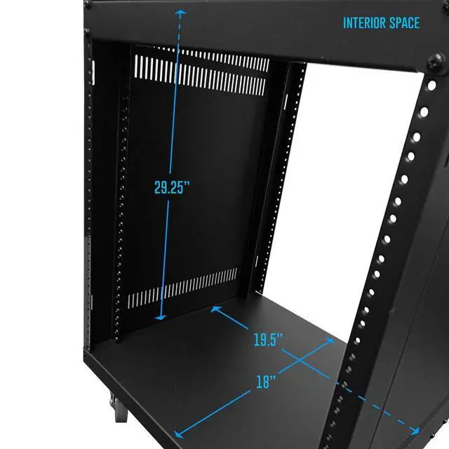 Alt view image 5 of 7 - AxcessAbles 16U AV Case with Wheels | Metal Studio Cabinet | 19-Inch Universal Equipment Rack | Open-Frame Option | Home Server