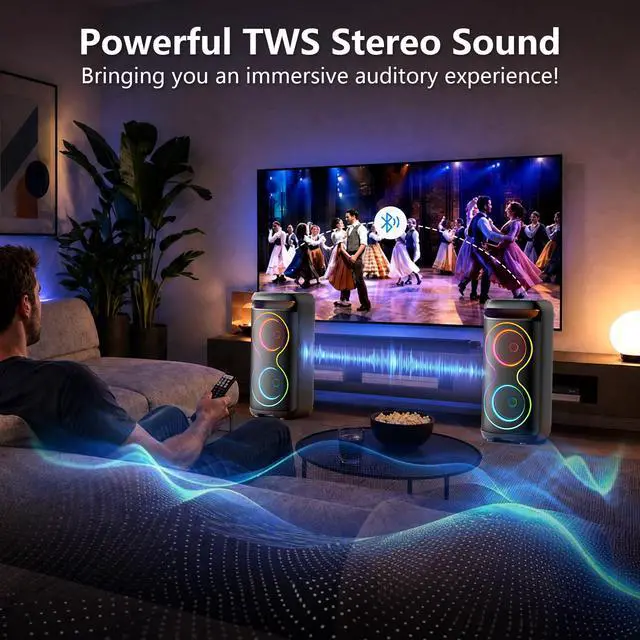 Alt view image 4 of 7 - Karaoke Machine for Adults, 24" Big Portable Bluetooth Speaker for Adults with RGB Light PA System Treble & Bass 500W, Support TWS/USB/AUX/TF Card/REC, for Home Party Outdoors