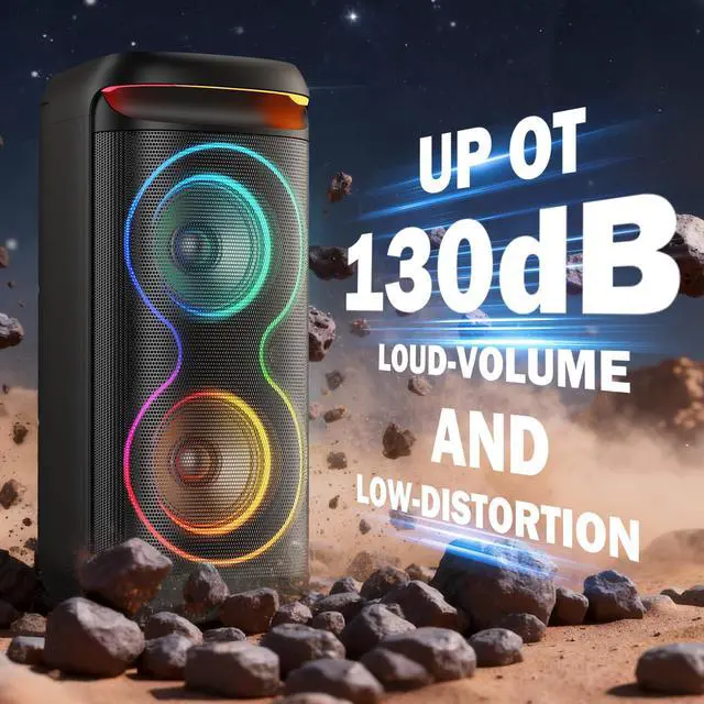 Alt view image 6 of 7 - Karaoke Machine for Adults, 24" Big Portable Bluetooth Speaker for Adults with RGB Light PA System Treble & Bass 500W, Support TWS/USB/AUX/TF Card/REC, for Home Party Outdoors