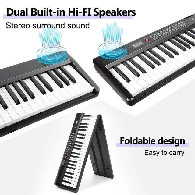 Alt view image 5 of 7 - 88 Key SEMI-Weighted Keyboard Piano for Beginners w/Teaching Mode | MIDI Connection, Bluetooth, Follow Mode, 1000 Tones/Rhythms, 150 Demos, Sustain Pedal, Plug-in Powered, Foldable & Portable