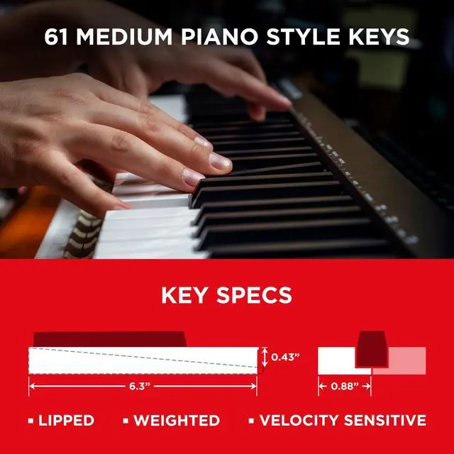 Alt view image 3 of 7 - Keystation 61 MK3 - Synth Action 61 Key USB MIDI Keyboard Controller with Assignable Controls, Pitch and Mod Wheels, and Software Included