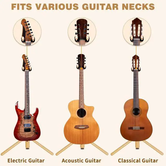 Alt view image 5 of 7 - Guitar Stand, Solid Wood Acoustic Guitar Stand Floor with Paddin | Acoustic Guitar Stand,Single Neck Support,Wood Color for Acoustic Guitar, Electric Guitar & Mandolin,Backrest