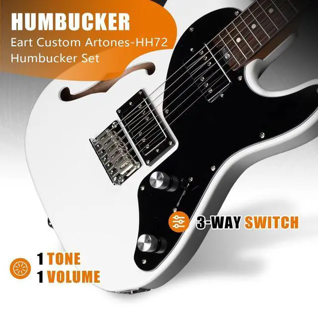 Alt view image 3 of 6 - E-TT72 6 String Semi-Hollow-Body Electric Guitar Versatile Playability, Powerful Humbucker Pickups Fixed Bridge Guitars