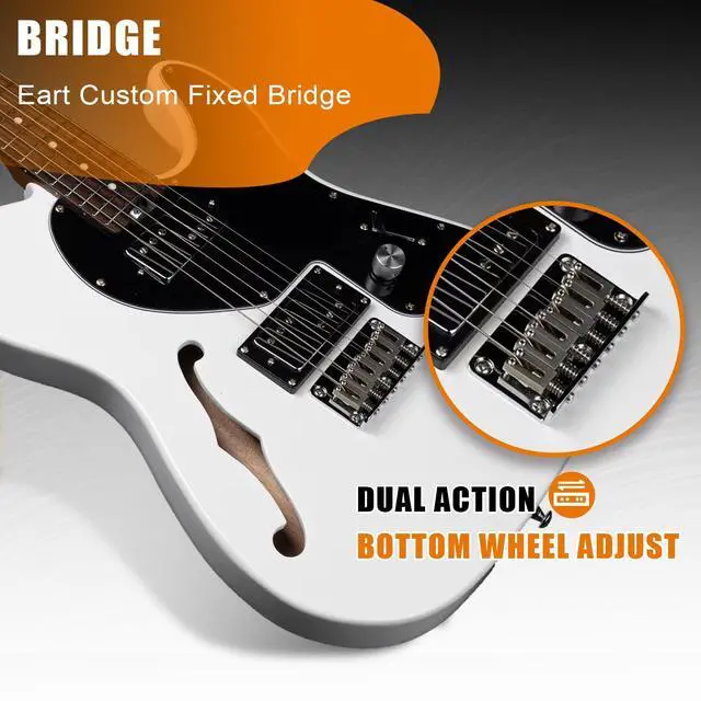 Alt view image 4 of 6 - E-TT72 6 String Semi-Hollow-Body Electric Guitar Versatile Playability, Powerful Humbucker Pickups Fixed Bridge Guitars