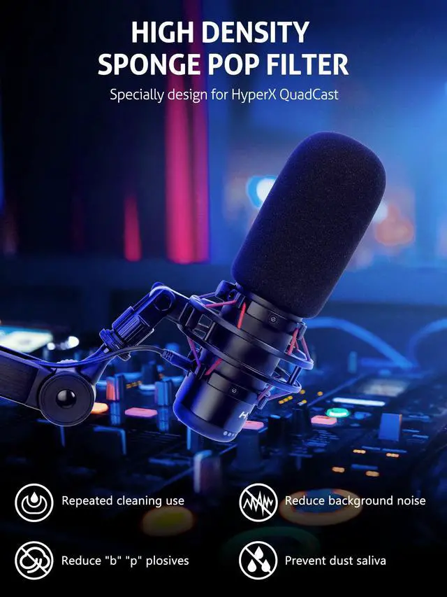 Alt view image 6 of 7 - HyperX QuadCast Boom Arm - Upgraded Heavy Duty Mic Arm with HyperX QuadCast Pop Filter, 360° Rotatable Microphone Arm for QuadCast S