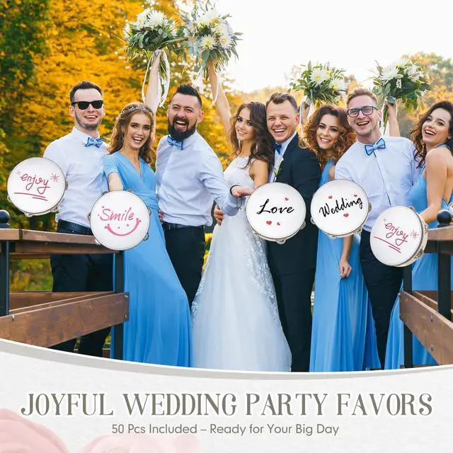 Alt view image 4 of 6 - 50 Pcs 8 Inch Tambourine Bulk Drum for Adults Operation Christmas Bulk Items Hand Held Percussion Gift Wood Metal Jingles Musical Educational Drum Instrument for Church Wedding Charity Party
