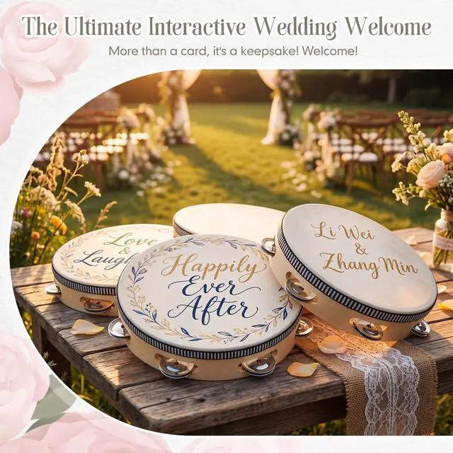 Alt view image 6 of 6 - 50 Pcs 8 Inch Tambourine Bulk Drum for Adults Operation Christmas Bulk Items Hand Held Percussion Gift Wood Metal Jingles Musical Educational Drum Instrument for Church Wedding Charity Party