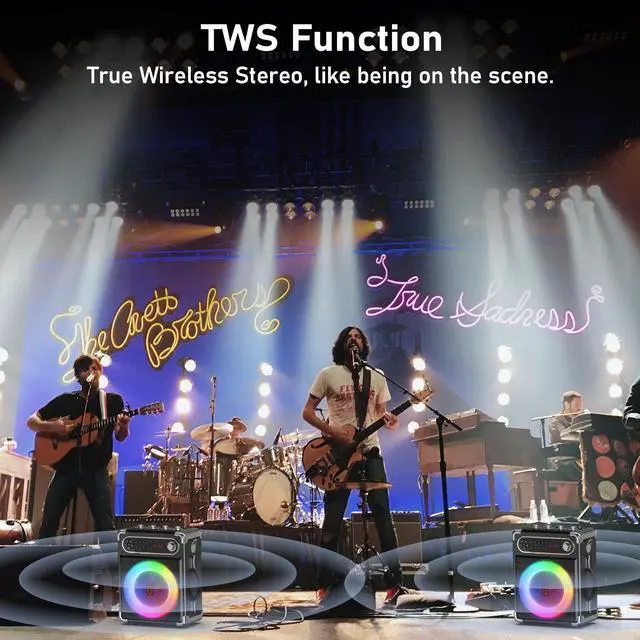 Alt view image 6 of 7 - Karaoke Machine with 3 Wireless 0-Delay Microphones for Adults, Portable Bluetooth Speaker with 5.25" Woofer & 2" Tweeter, PA System Bass/Treble/Echo Control Supports TWS/FM/TV/AUX/USB/TF/REC