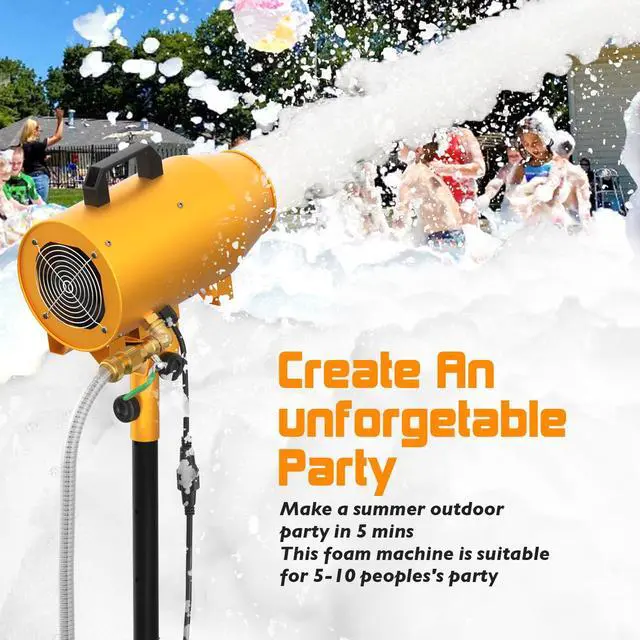 Alt view image 4 of 7 - 1000W Foam Machine, Outdoor Foam Party Machine With Water Pump System | High Output Foam Production,3-5m Spray Range, Metal Housing,Adjustable Height Stand and Easy Setup for Party Use