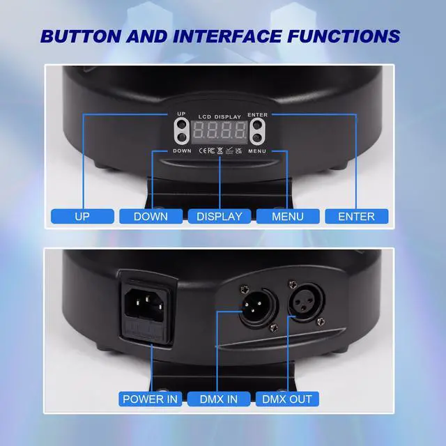 Alt view image 5 of 7 - Moving Head DJ Lights 150W RGBW, 6-Arm Party Stage Light with Remote | 150W RGBW 6-arm beams, LED strip, DMX-512 & sound-activated, quiet motor, sharp beam through haze/fog, home party use