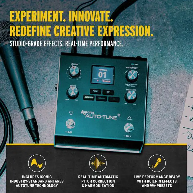 Alt view image 2 of 7 - VX5 Vocal Effects Pedal with Antares AutoTune for Vocalists with Real Time Pitch Correction, Vocal Harmony, Guitar and Mic in and Audio Interface