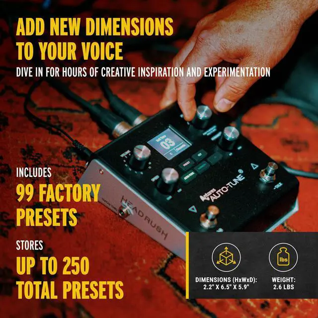 Alt view image 3 of 7 - VX5 Vocal Effects Pedal with Antares AutoTune for Vocalists with Real Time Pitch Correction, Vocal Harmony, Guitar and Mic in and Audio Interface