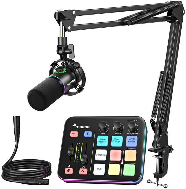 Main image of G1 NEO & PD200XS Gaming Bundle: Audio Mixer and XLR Dynamic Mic | noise reduction, live podcast sessions, recording, creator desk setup, fun controls, complete starter streaming workflow