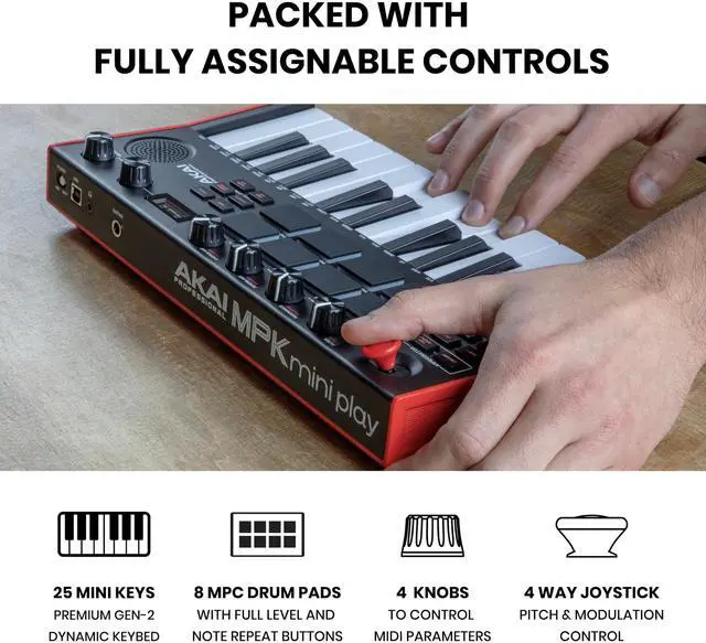 Alt view image 5 of 7 - MPK Mini Play MK3 - MIDI Keyboard Controller with Built-in Speaker and Sounds Plus Dynamic Keybed, MPC Pads, Software Suite and Native Instruments Sound Package