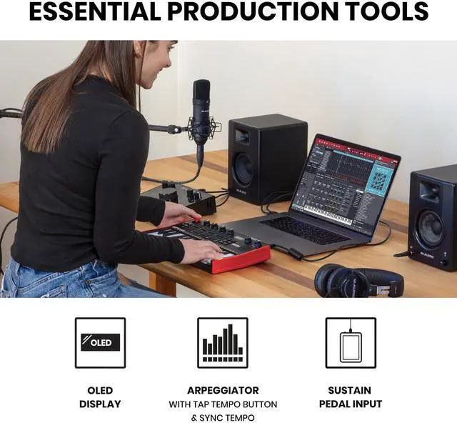 Alt view image 6 of 7 - MPK Mini Play MK3 - MIDI Keyboard Controller with Built-in Speaker and Sounds Plus Dynamic Keybed, MPC Pads, Software Suite and Native Instruments Sound Package