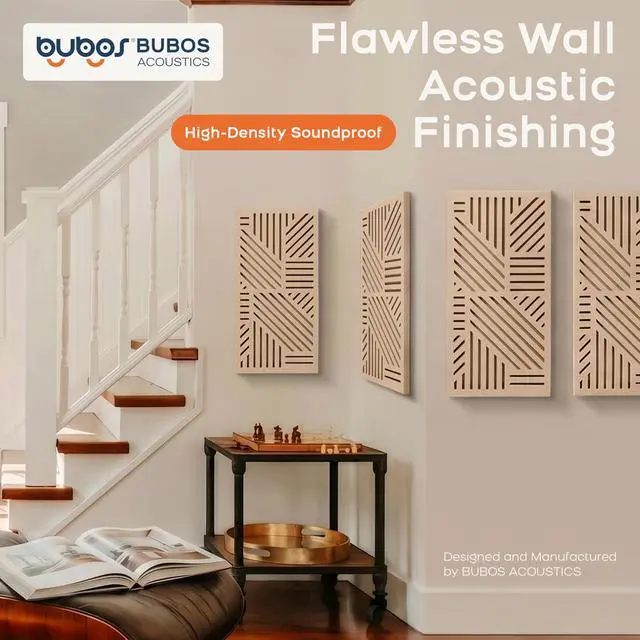 Alt view image 2 of 7 - 4 Pcs Decor Acoustic Panel 23.6x11.8" Self Adhesive Acoustic Wall Art | Peel and Stick Composite Acoustic Wall Panels, 1.18" Thick 3D Decorative Art Panels for Home Studio Office Living Room