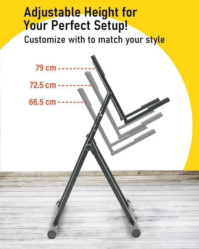 Alt view image 3 of 6 - Heavy Duty Amp Stand for Guitar and Bass, Stable 64° A-Frame Support for Heavy Duty Amps, 150 lbs Capacity, Adjustable Height 2631", Black