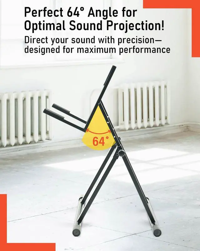 Alt view image 4 of 6 - Heavy Duty Amp Stand for Guitar and Bass, Stable 64° A-Frame Support for Heavy Duty Amps, 150 lbs Capacity, Adjustable Height 2631", Black
