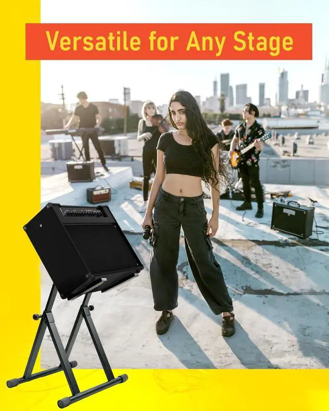 Alt view image 6 of 6 - Heavy Duty Amp Stand for Guitar and Bass, Stable 64° A-Frame Support for Heavy Duty Amps, 150 lbs Capacity, Adjustable Height 2631", Black