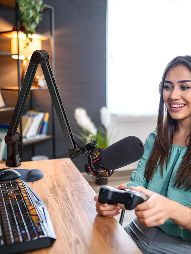 Alt view image 7 of 7 - HyperX QuadCast Boom Arm - Upgraded Heavy Duty Mic Arm with HyperX QuadCast Pop Filter, 360° Rotatable Microphone Arm for QuadCast S