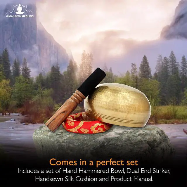 Alt view image 3 of 3 - Large Master healing Tibetan Singing bowls set 6" ~ Meditation Sound Bowl hand Hammered in Nepal For Yoga, Meditation, Mindfulness, Healing & Chakra balancing~ (6 Inch)