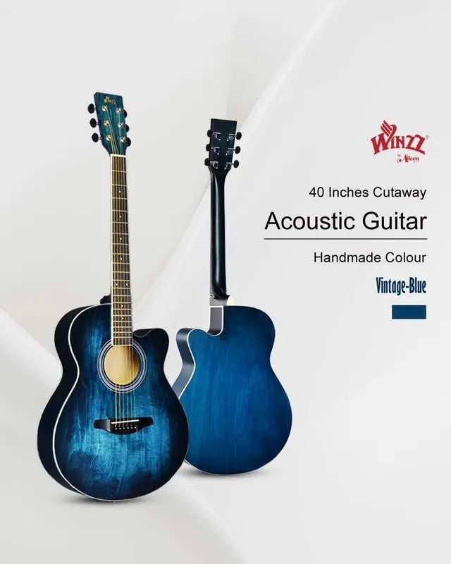 Alt view image 3 of 6 - Acoustic Steel-string Guitar Beginner for Adults Students, Elegant Unique Color Design (vintage blue)